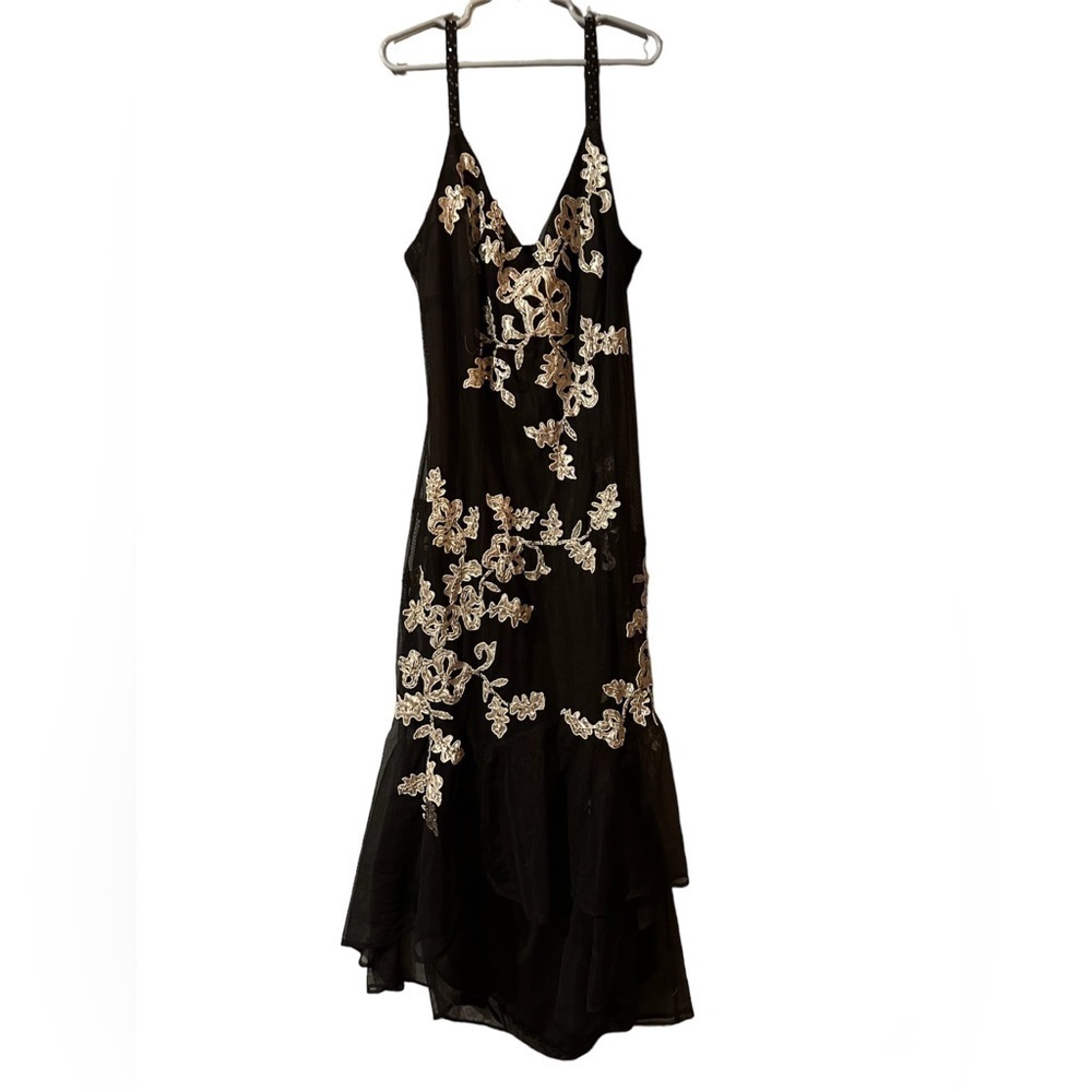 XSCAPE Beaded embroidered Brown Floral Dress Mermaid Gown size 6